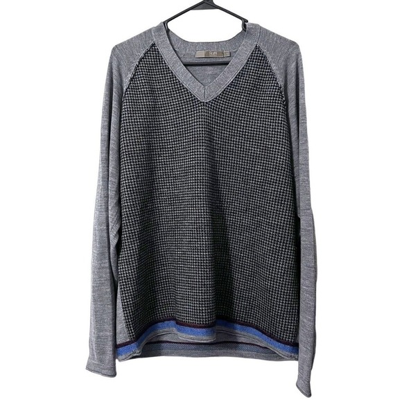 Raffi Linea Uomo Sweater V Neck Merino Wool Gray LS Pullover Mens Size Large 52 - Picture 1 of 6